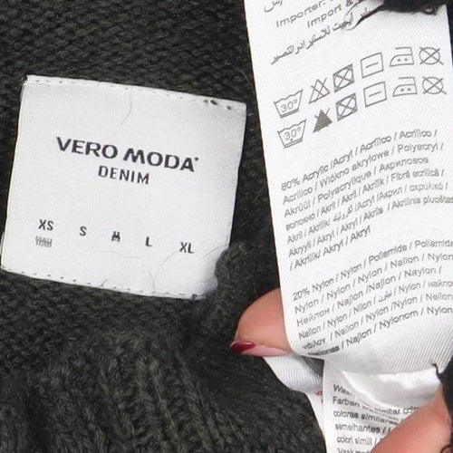 Vero Moda Women’s Green Cable Knit High Neck Jumper Size S