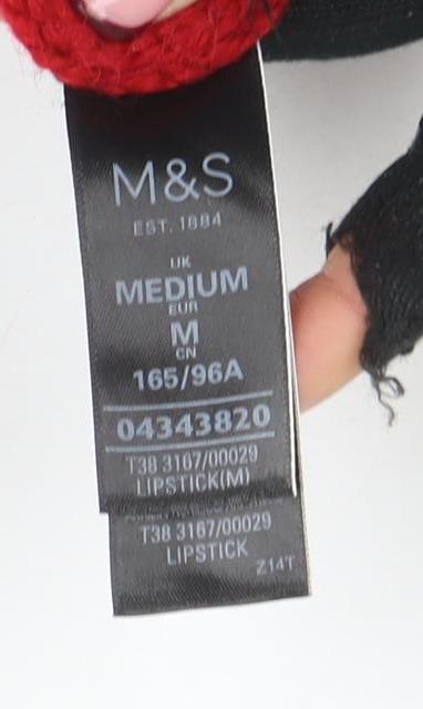 Marks and Spencer Women Red Chunky Roll Neck Wool Blend Jumper M