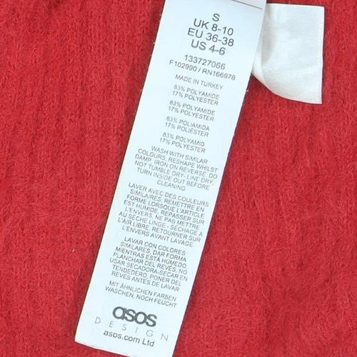 ASOS Women Red Knit Crew Neck Long Sleeve Cardigan S