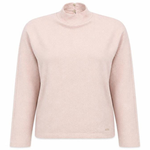 River Island Women Pink Herringbone High Neck Long Sleeve Blouse Size S