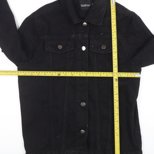 Boohoo Women’s Black Chain Detail Denim Jacket Size 6