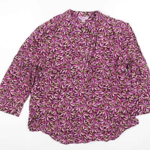 Monsoon Womens Multicoloured Floral Cotton V-Neck Blouse Size 14