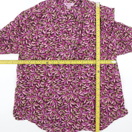 Monsoon Womens Multicoloured Floral Cotton V-Neck Blouse Size 14