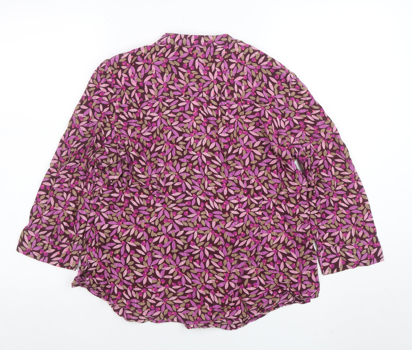 Monsoon Womens Multicoloured Floral Cotton V-Neck Blouse Size 14