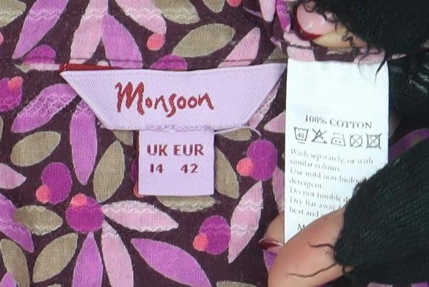 Monsoon Womens Multicoloured Floral Cotton V-Neck Blouse Size 14