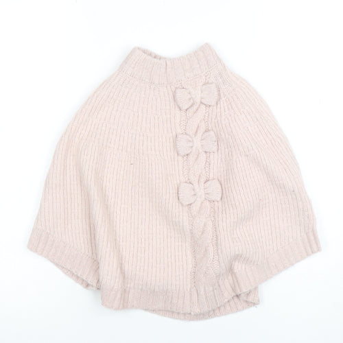 Mille Baby Girls Beige Knit Cape Poncho UK 4-5Y Wool Blend Winter Jumper