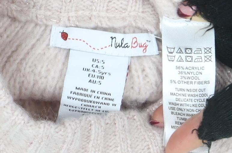 Mille Baby Girls Beige Knit Cape Poncho UK 4-5Y Wool Blend Winter Jumper