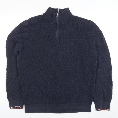Tommy Hilfiger Men's Blue Cotton 1/2 Zip Sweatshirt Size L