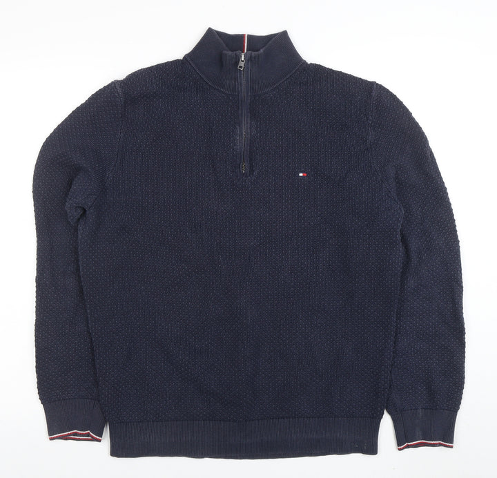 Tommy Hilfiger Men's Blue Cotton 1/2 Zip Sweatshirt Size L