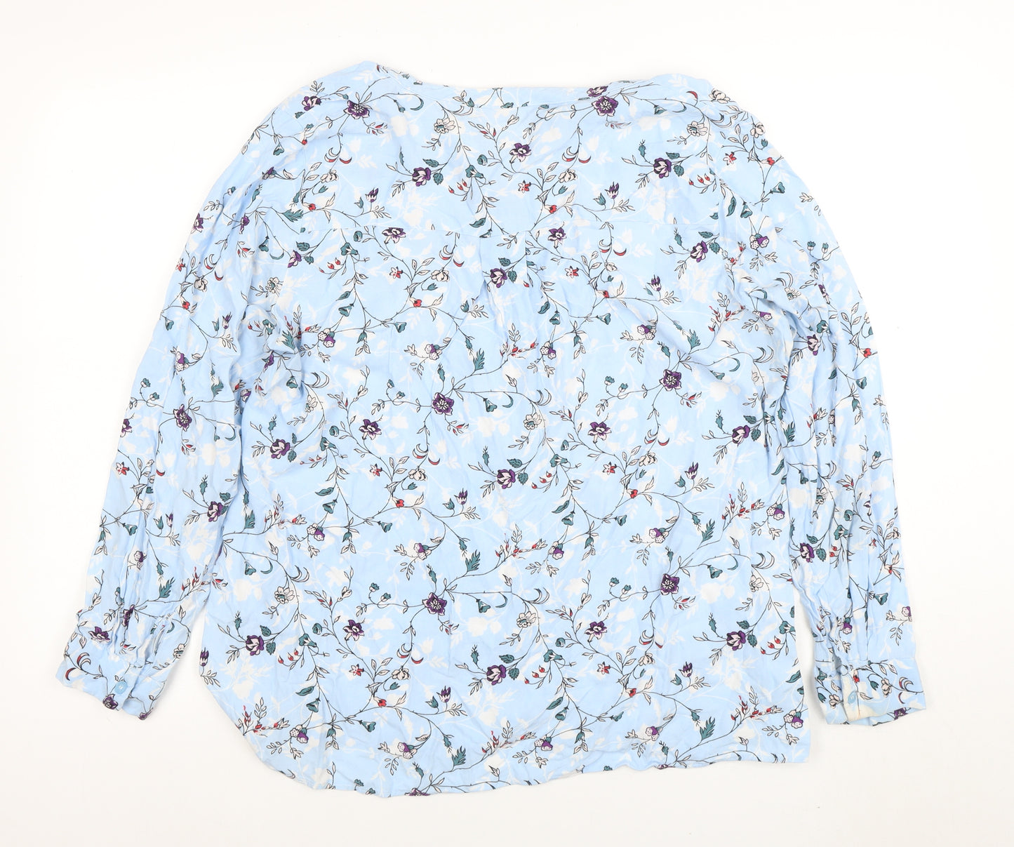 LC Waikiki Women Blue Floral Viscose Long Sleeve Blouse Size 14