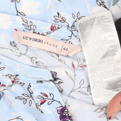 LC Waikiki Women Blue Floral Viscose Long Sleeve Blouse Size 14