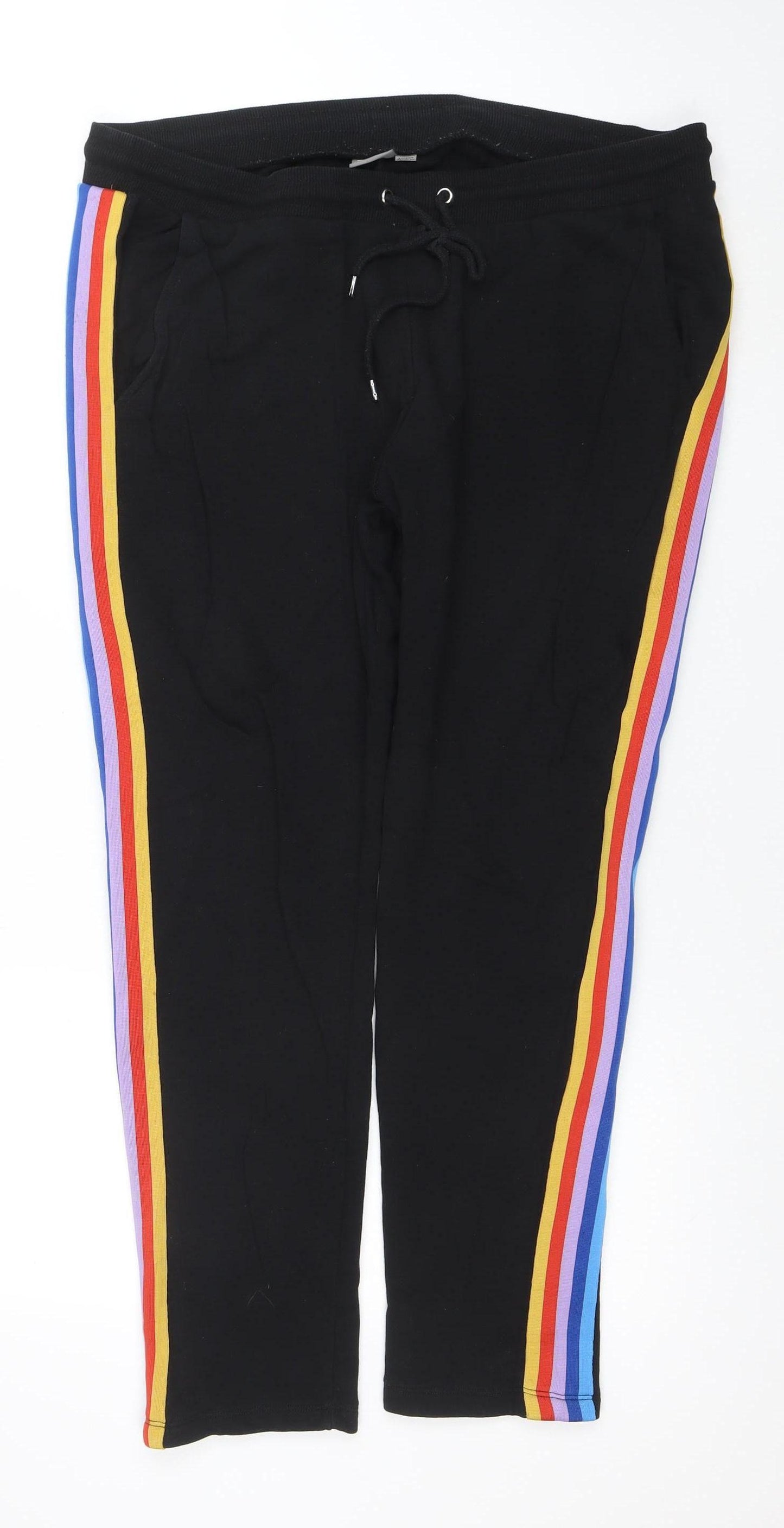 ASOS Men’s Black Jogger Trousers M with Rainbow Side Stripe