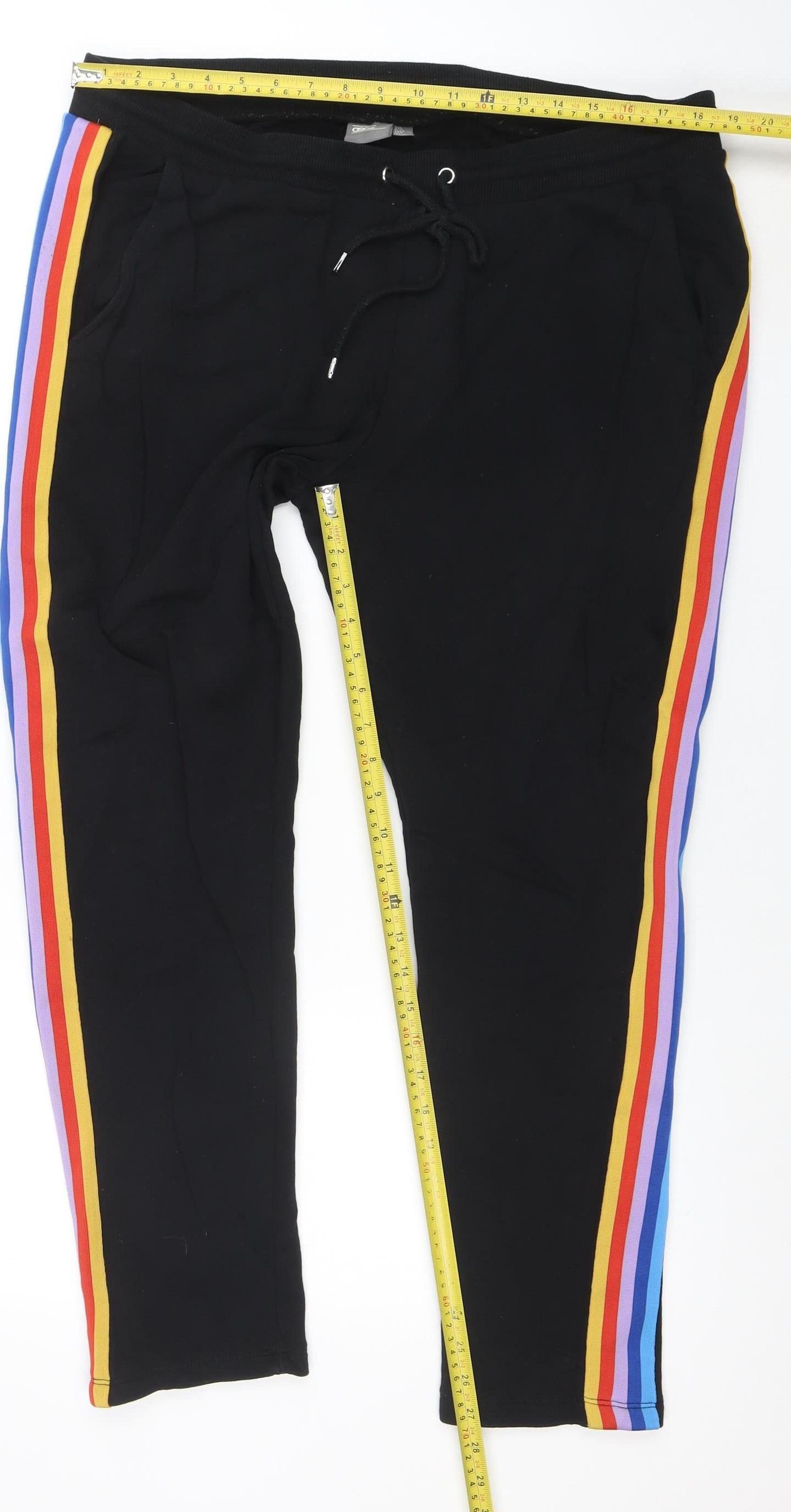 ASOS Men’s Black Jogger Trousers M with Rainbow Side Stripe