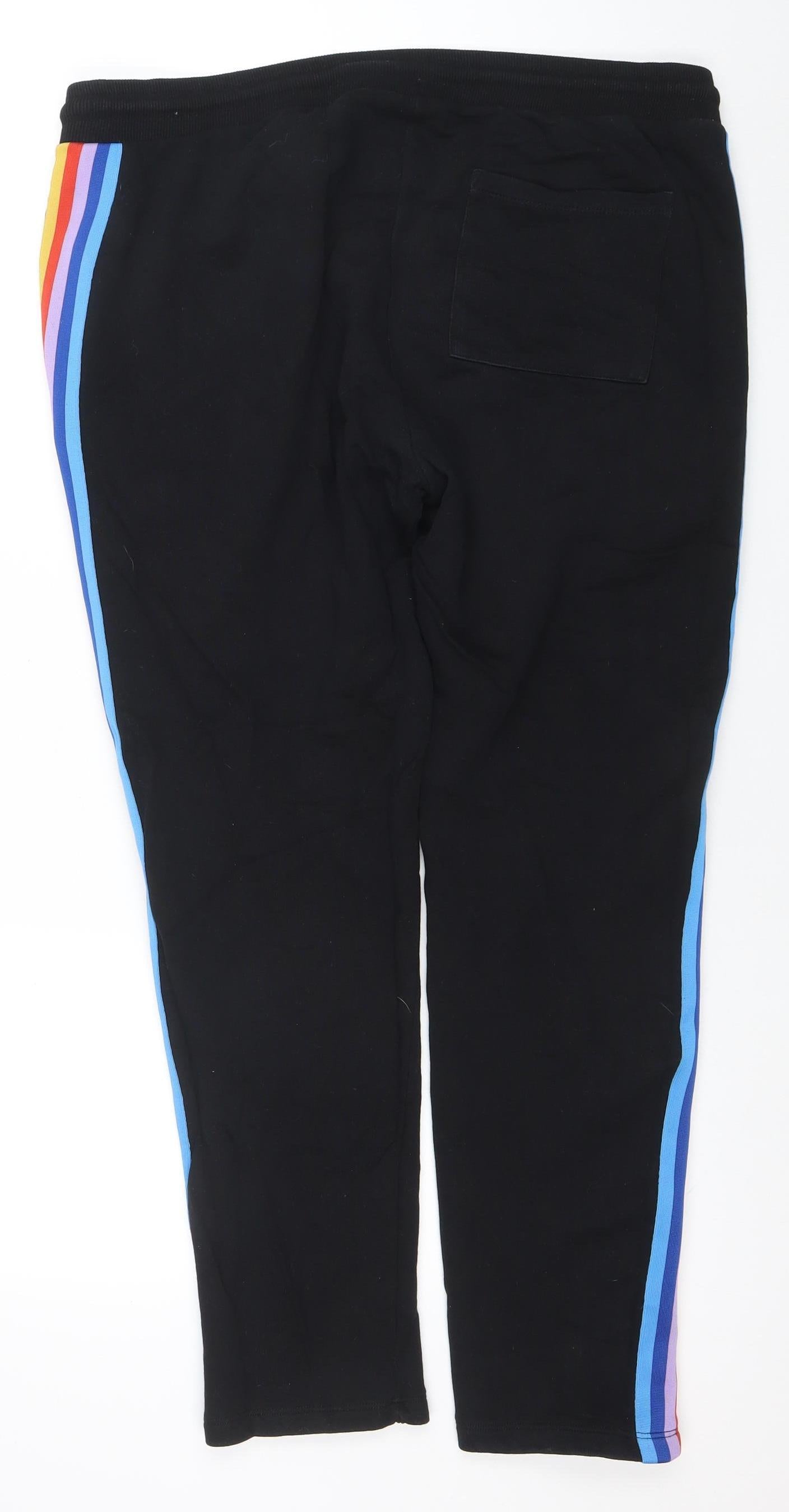 ASOS Men’s Black Jogger Trousers M with Rainbow Side Stripe