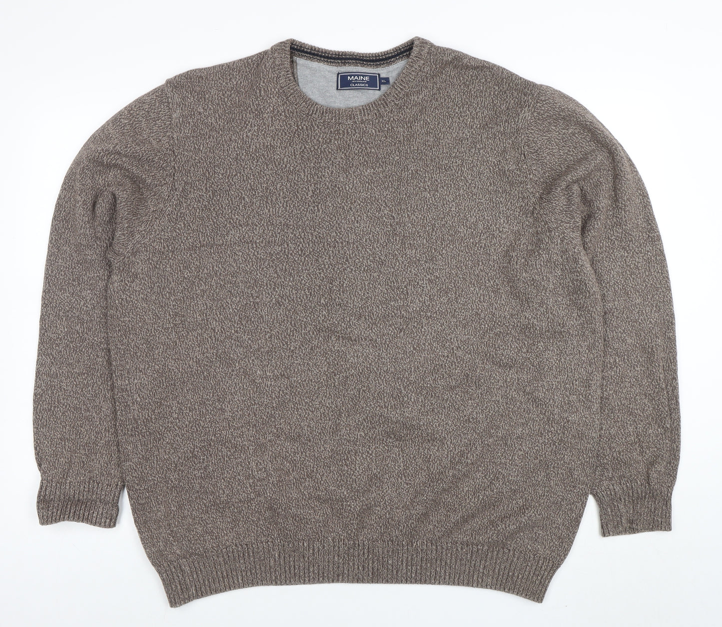 Maine New England Men's Brown XL Cotton Crew Neck Jumper
