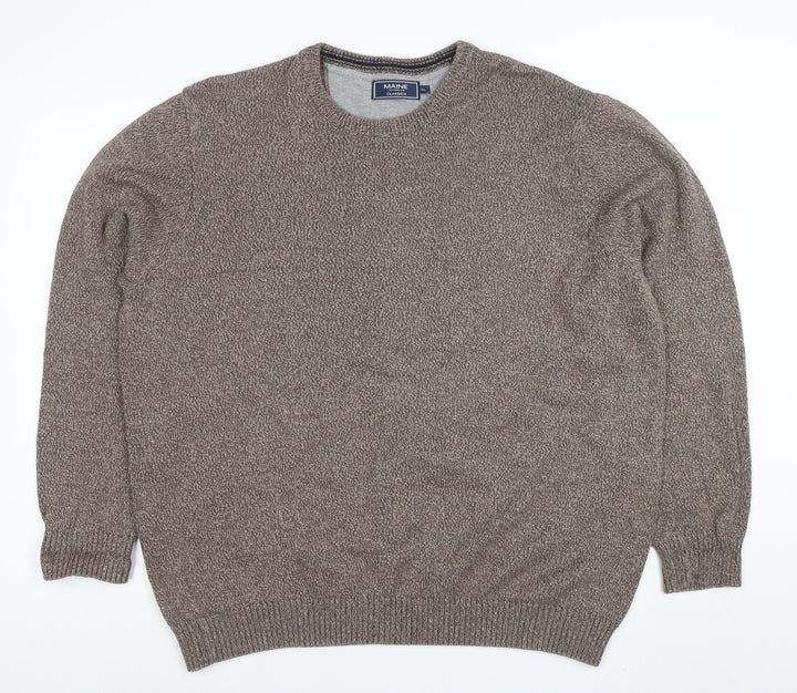 Maine New England Men's Brown XL Cotton Crew Neck Jumper