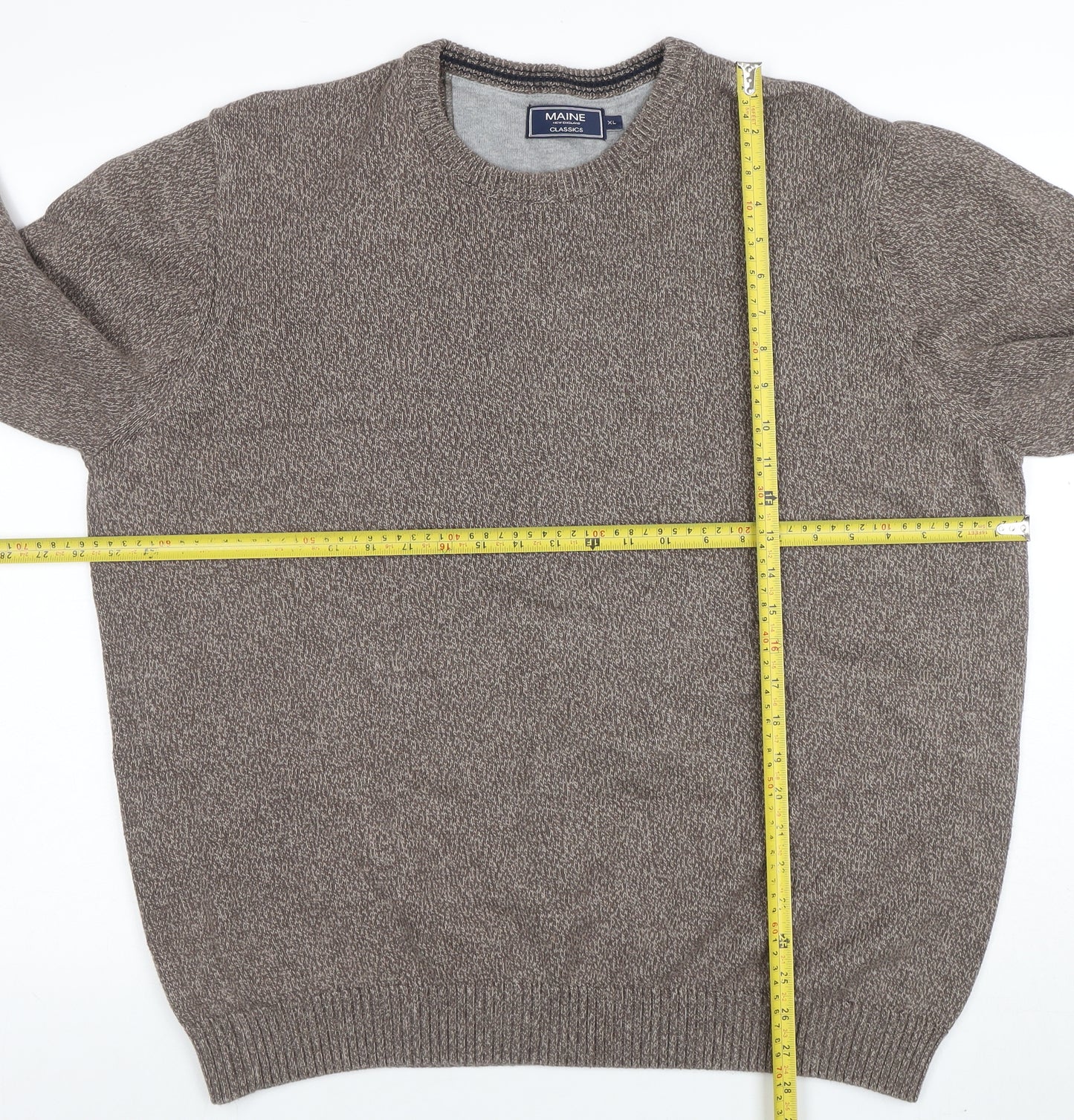 Maine New England Men's Brown XL Cotton Crew Neck Jumper