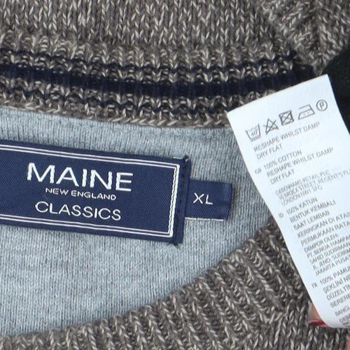 Maine New England Men's Brown XL Cotton Crew Neck Jumper