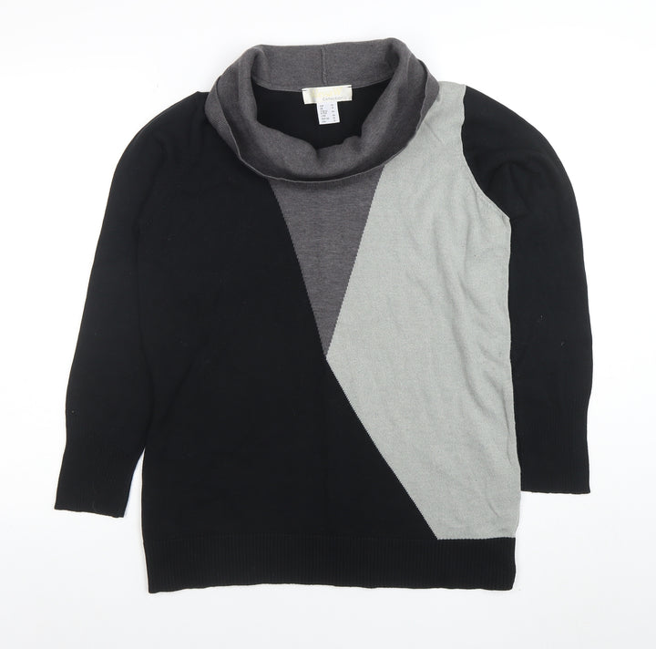 Alessa W Collection Womens Black Grey Cowl Neck Geometric Knit Jumper Size 16