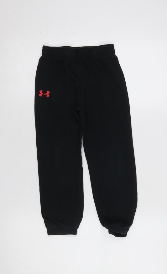 Under Armour Boys Black Fleece Jogger Trousers 5-6 Years