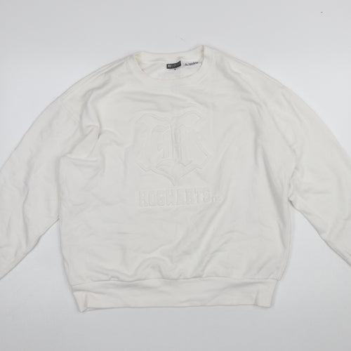 Beloved Woman White Hogwarts Sweatshirt Medium Cotton Blend