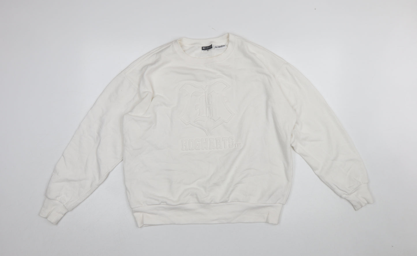 Beloved Woman White Hogwarts Sweatshirt Medium Cotton Blend