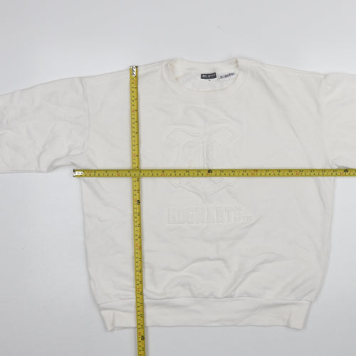 Beloved Woman White Hogwarts Sweatshirt Medium Cotton Blend