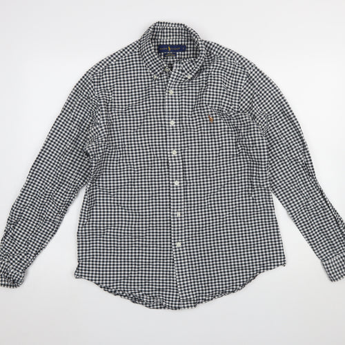 Ralph Lauren Men's Black White Slim Fit Check Long Sleeve Shirt L