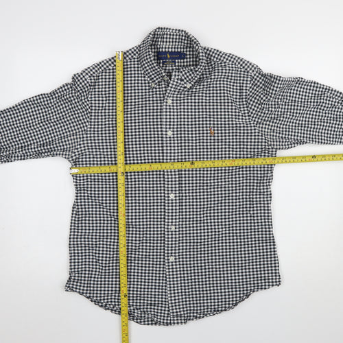 Ralph Lauren Men's Black White Slim Fit Check Long Sleeve Shirt L