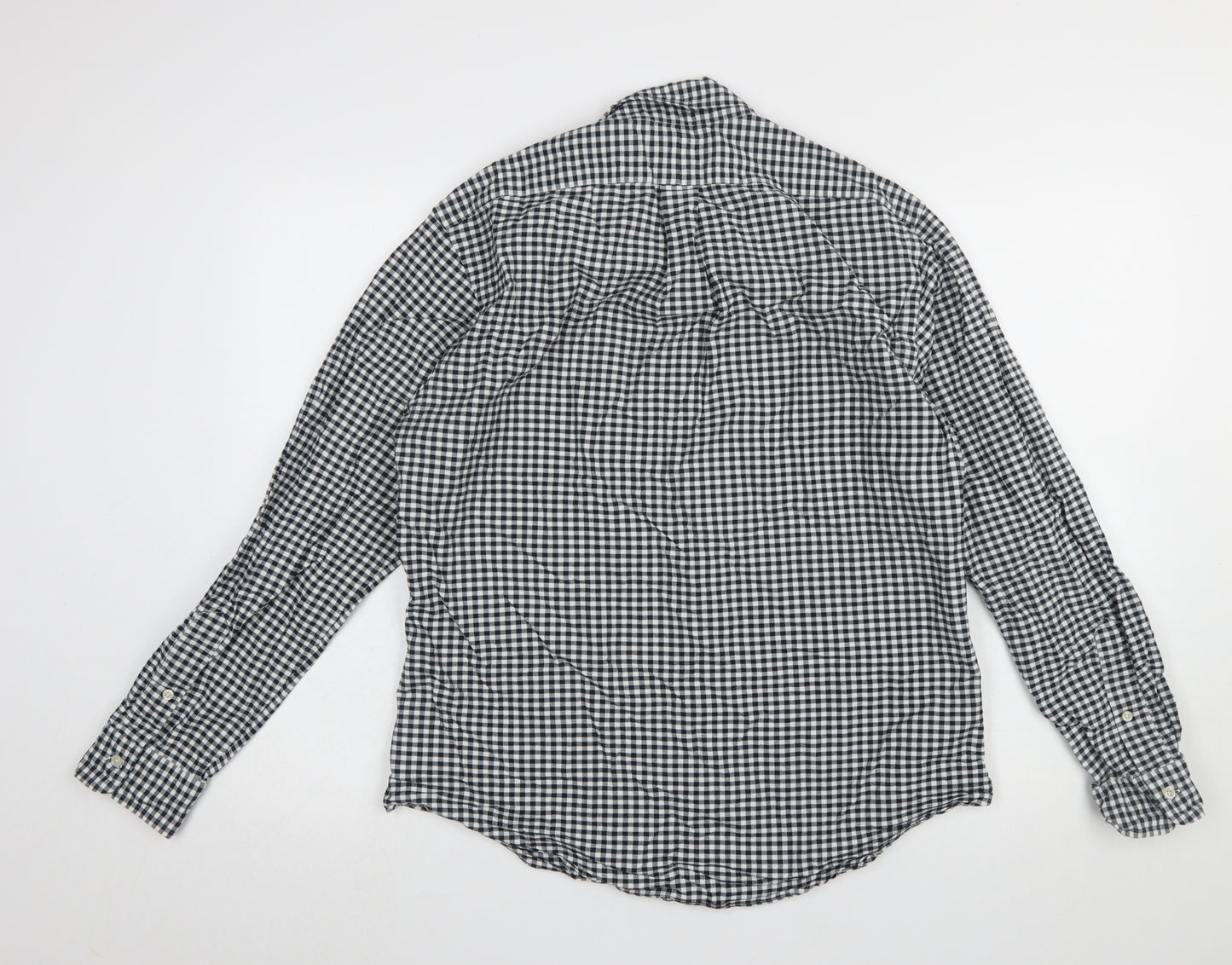 Ralph Lauren Men's Black White Slim Fit Check Long Sleeve Shirt L