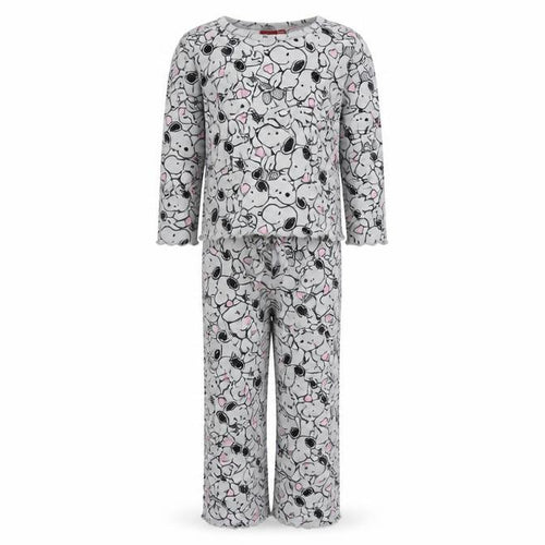 Primark Girls Peanuts Snoopy Grey Fleece Pyjama Set 10-11 Years