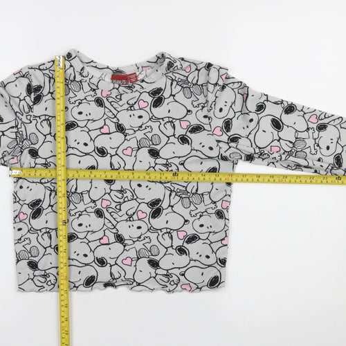 Primark Girls Peanuts Snoopy Grey Fleece Pyjama Set 10-11 Years