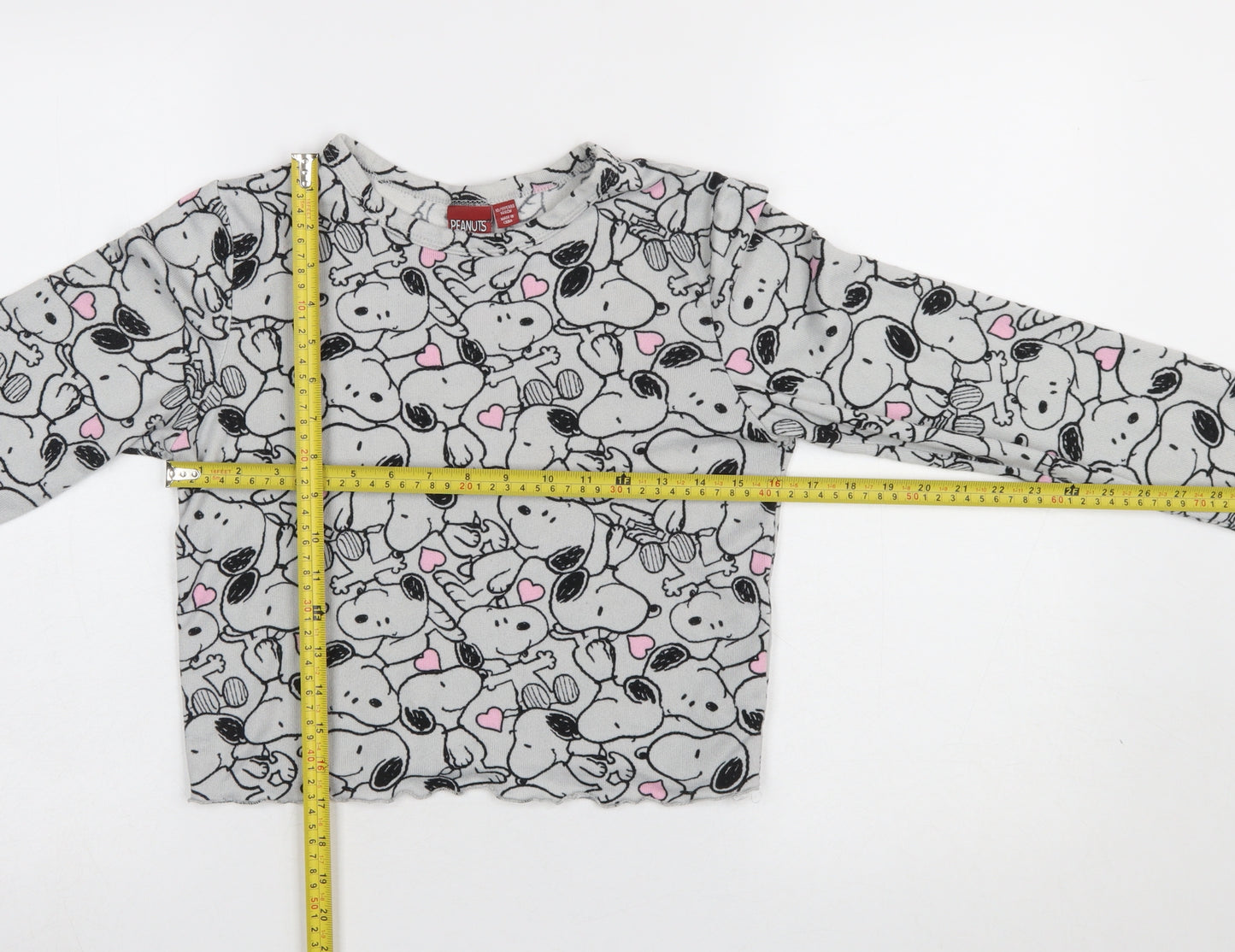 Primark Girls Peanuts Snoopy Grey Fleece Pyjama Set 10-11 Years