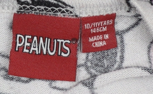 Primark Girls Peanuts Snoopy Grey Fleece Pyjama Set 10-11 Years
