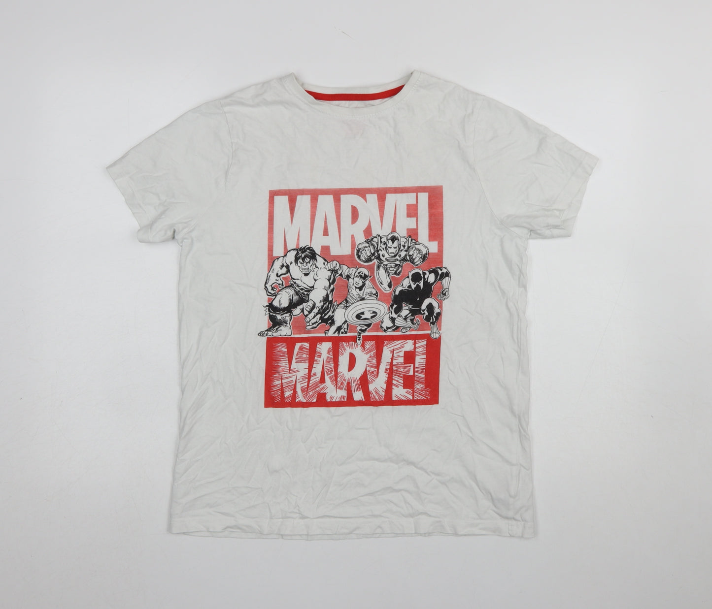 Primark Boys White Marvel Avengers Graphic Short Sleeve T-Shirt 14-15 Years