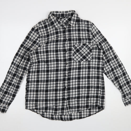 New Look Women's Black Check Cotton Flannel Button-Up Shirt Size 10