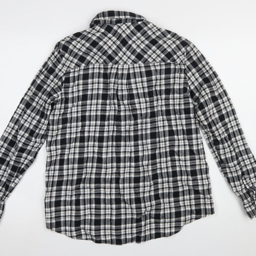 New Look Women's Black Check Cotton Flannel Button-Up Shirt Size 10