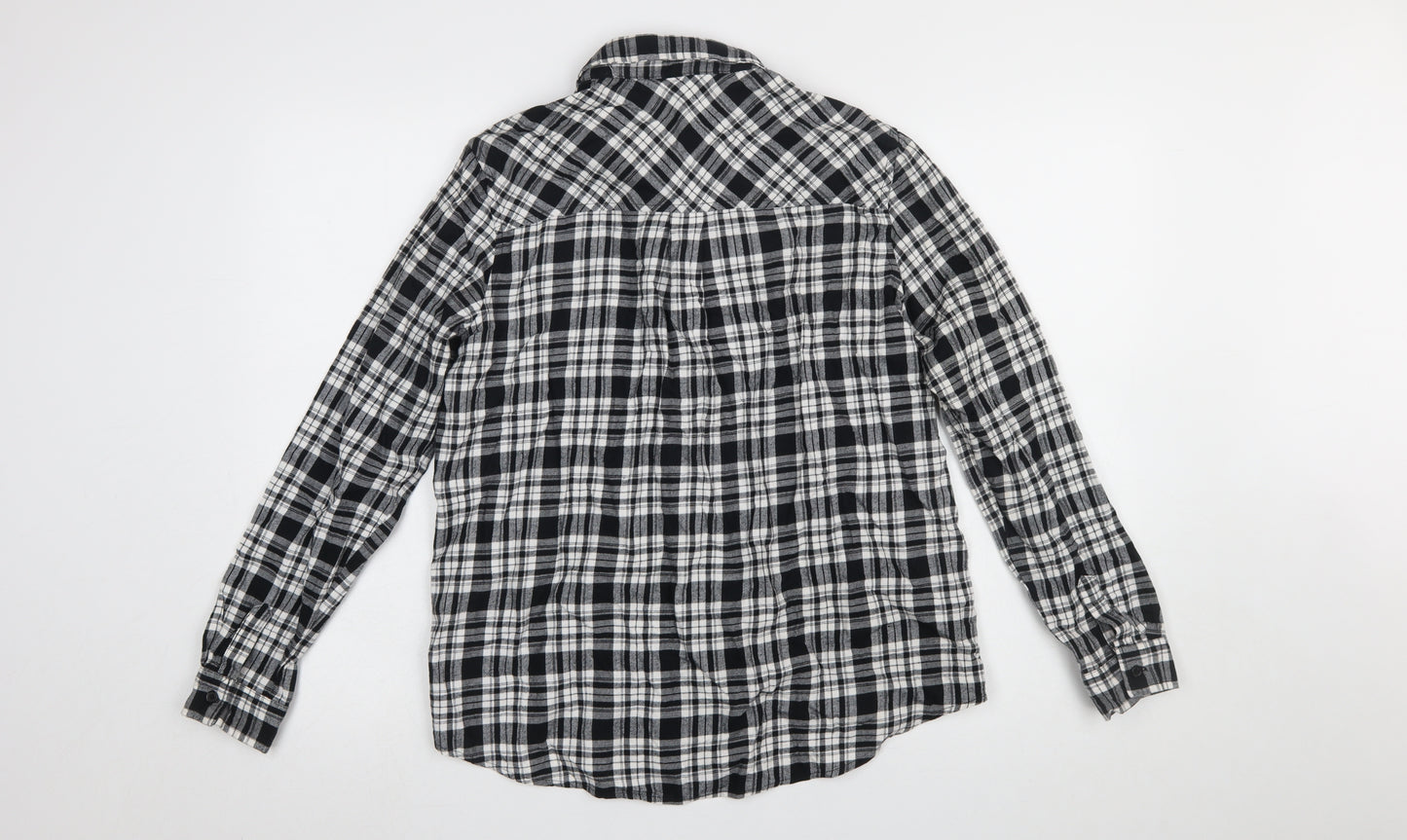 New Look Women's Black Check Cotton Flannel Button-Up Shirt Size 10