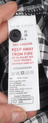 New Look Women's Black Check Cotton Flannel Button-Up Shirt Size 10