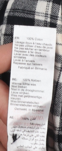 New Look Women's Black Check Cotton Flannel Button-Up Shirt Size 10