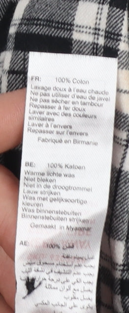 New Look Women's Black Check Cotton Flannel Button-Up Shirt Size 10