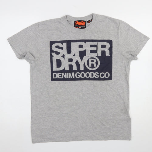 Superdry Men's Grey XL Graphic Logo Crew Neck Cotton T-Shirt