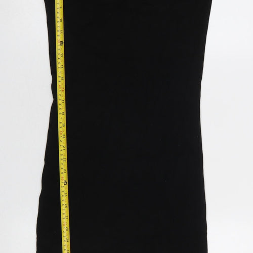 ZARA Women Black Size 14 Bodycon Knit Off Shoulder Dress