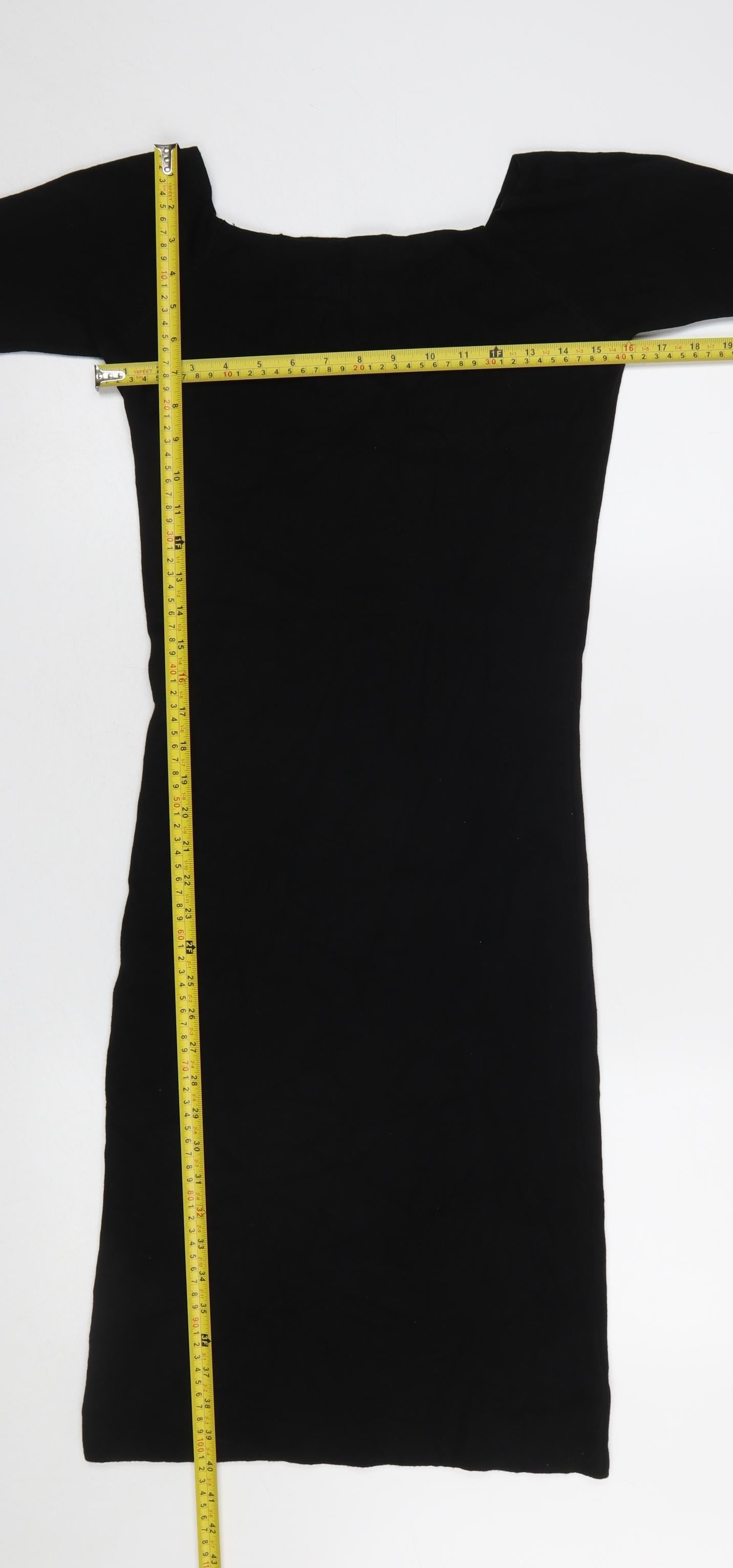ZARA Women Black Size 14 Bodycon Knit Off Shoulder Dress