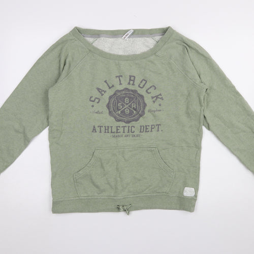 Saltrock Womens Green Size 12 Pullover Sweatshirt Cotton Crew Neck