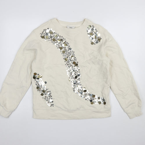 Marks and Spencer Women Ivory Sequin Pullover Sweatshirt Size S