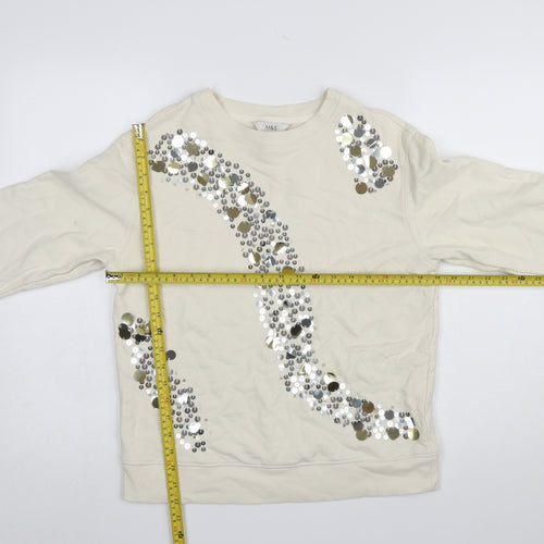 Marks and Spencer Women Ivory Sequin Pullover Sweatshirt Size S