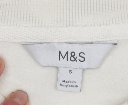 Marks and Spencer Women Ivory Sequin Pullover Sweatshirt Size S