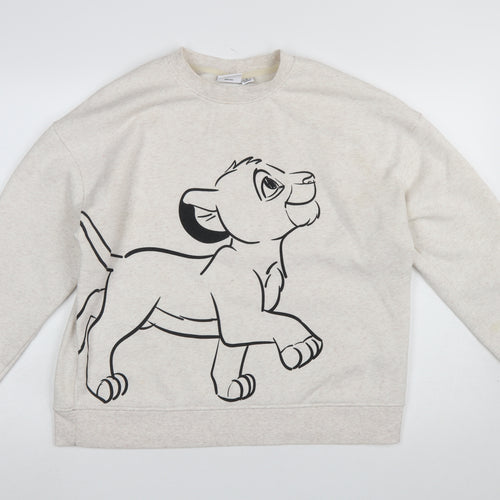 Disney Women Beige Lion King Simba Graphic Pullover Sweatshirt M
