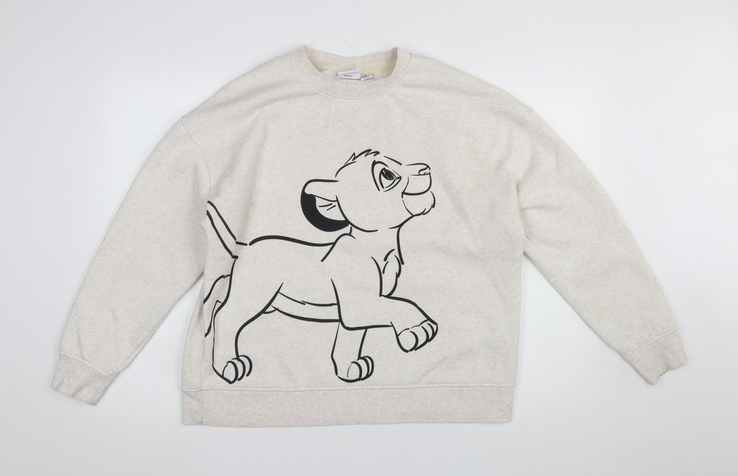 Disney Women Beige Lion King Simba Graphic Pullover Sweatshirt M